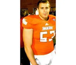 Matt E. in football equipment